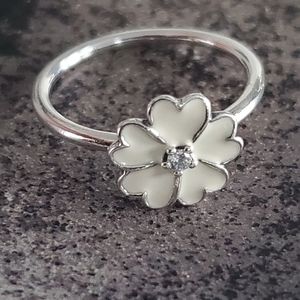 Pandora Primrose White Enamel Ring